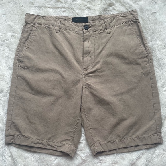 John Varvatos USA Linen Blend Flat Front Khaki Shorts - Picture 1 of 9
